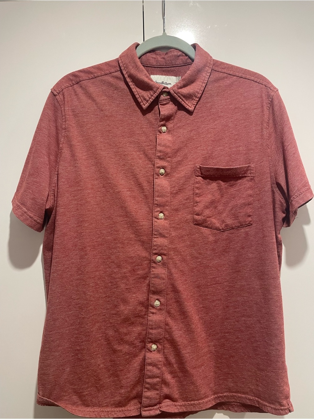 Goodfellow & Co Short-Sleeve Button-Down Shirt - Dusty Rose
